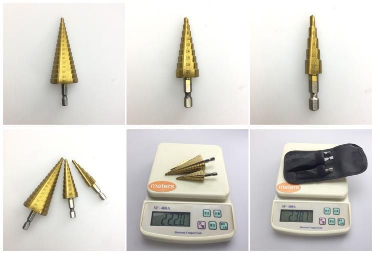 3 Pieces Set HSS Straight Flute Step Drill Bits