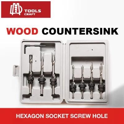 High Quality 7PCS Wood Woodworking 5 Flute HSS Countersink Drill Bit
