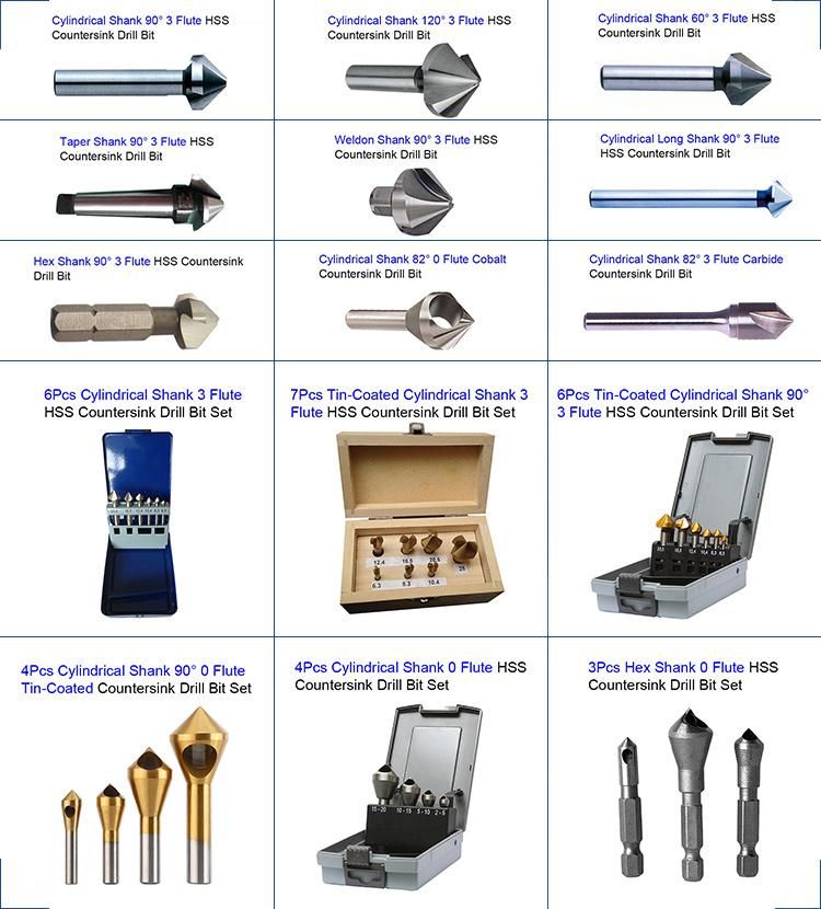 DIN335c Cylindrical Shank 120 Degree 3 Flutes HSS Countersink Chamfer Drill Bit for Metal Deburring (SED-CS3F-120)