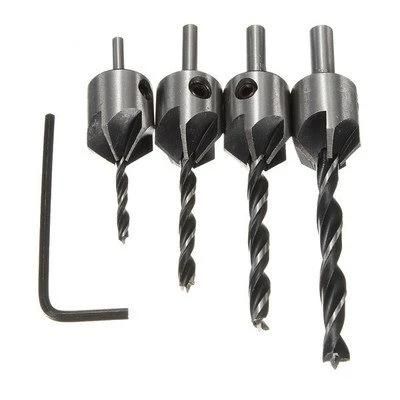 4PCS Round Shank 5 Flute Wood Countersink Drill Bit Set for Wood Screw