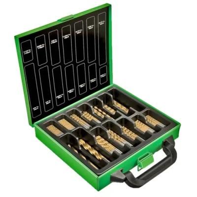 HSS Tin-Coated Cobalt Titanium Coated Steel Twist Drill Bit Set with Metal Case