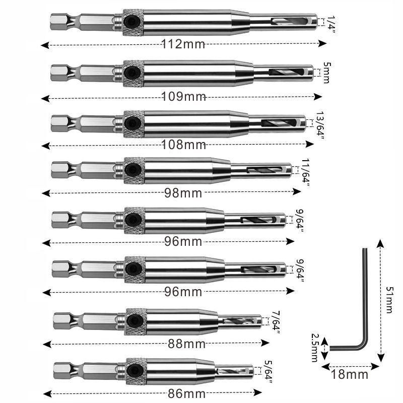 Hex Shank Cabinet Self Centering Hinge Drill Bits