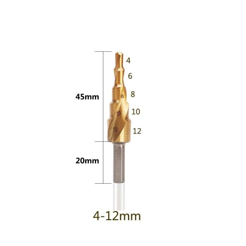 Industrial HSS Cobalt M35, Cobalt 5% Tin Spiral Step Drill Bit with Straight Shank for Drilling Wood, Stainless Steel, Metal, Copper, Plastic