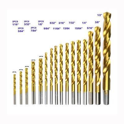 21PCS Drill Bit Set 1/16 to 1/4 5/16 3/8 1/2 Professional Twist Drill Bits for Stainless Steel, Steel Wood Plastic Aluminum Alloy