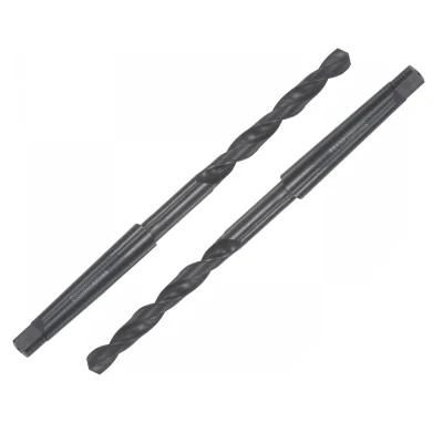 Black Oxide HSS Twist Drill Bit with Morse Taper Shank for Cast Iron Hard Plastics, and Soft Materials