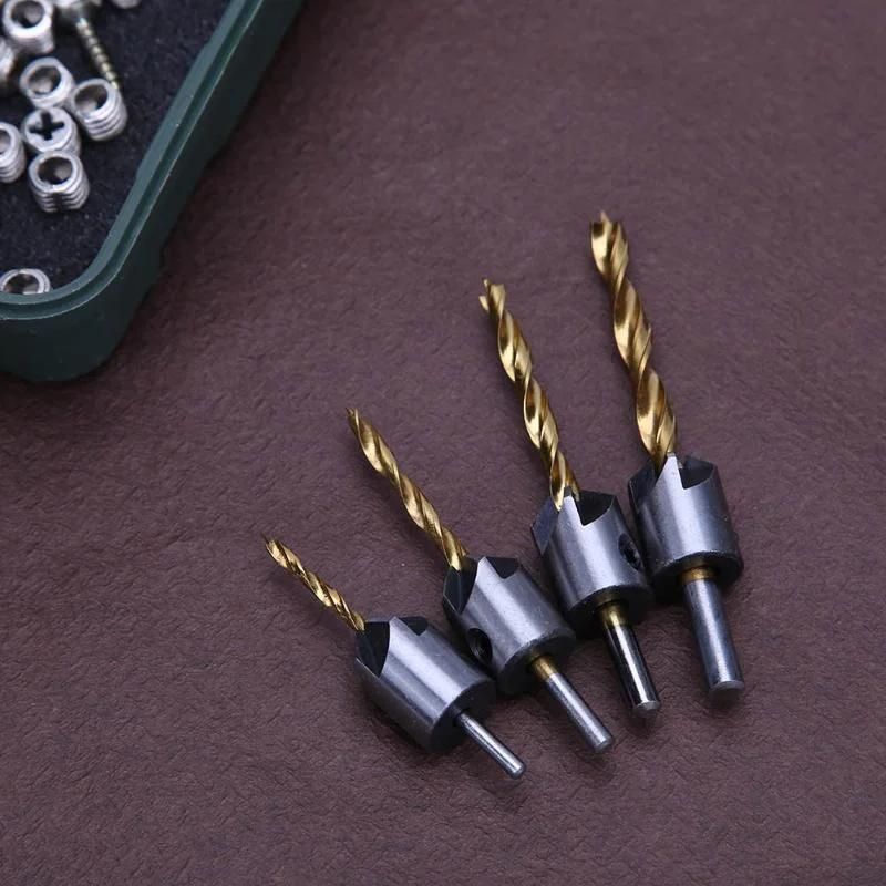 4PCS 3-6mm HSS Drill Bit Set Woodworking Countersink Chamfers Home Hand Tools Carpentry Reamer Woodworking Chamfer End Milling