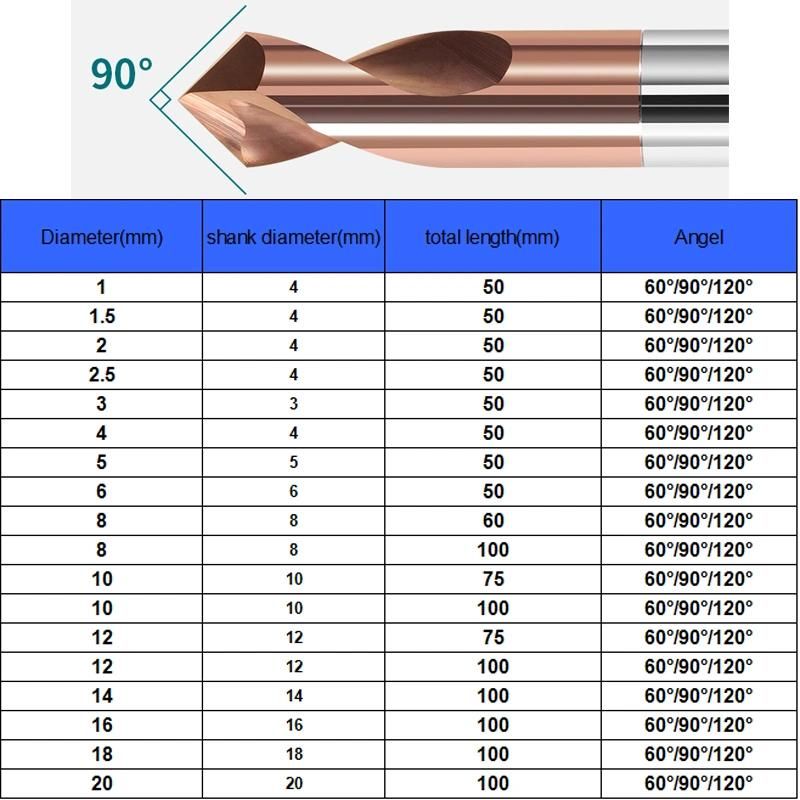 HRC55 D5X75mm-90angle 90 Degree Spot Drill for Steel Carbide Steel