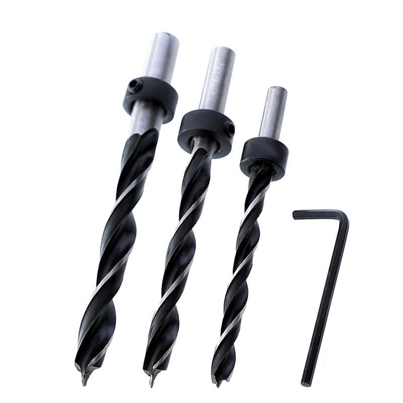 High-Speed Steel 4241 Woodworking Twist Drill Three-Pointed Drill Bit Oblique Hole Device Hardwood Drill Bit 6/8/10mm Limit Ring