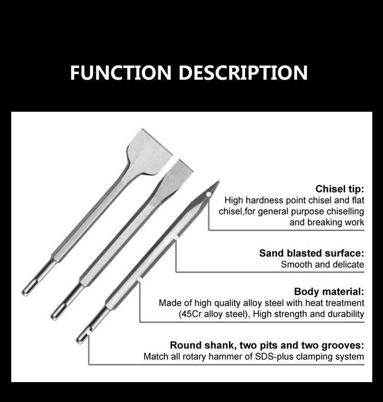 Vido Electric Hammer Flat and Point SDS Plus Chisel