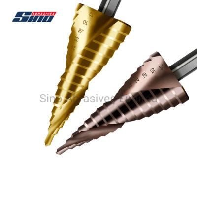 Industrial HSS Cobalt M42, M35, M2 Tin Coated Titanium Set Step Drill with Direct/Spiral Flute for Drilling Wood, Stainless Steel, Metal, Plastic