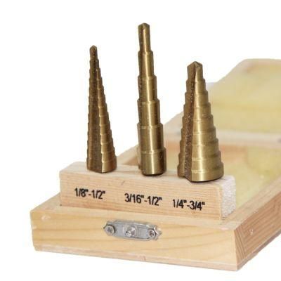 3PCS Drill Bit Titanium Nitride Coated Set Steel Step Quick Change 1/4&quot; Shank