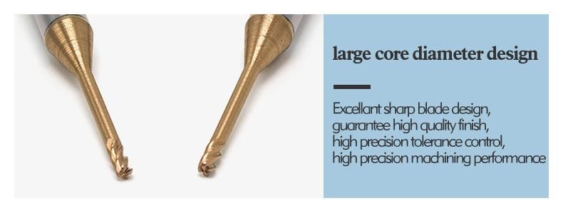 Solid Carbide Long Neck Short Flute End Mill Long Neck Ball Nose Milling Tool