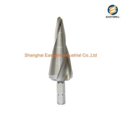 Metric Spiral Flute Hex Shank HSS Tube and Conical Step Drill Bit for Sheet Metal Tube Drilling (SED-HSDH)