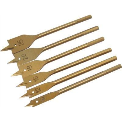 Titanium Coated Hex Shank Centre Point Spade Flat Wood Drill Bit for Wood Drilling