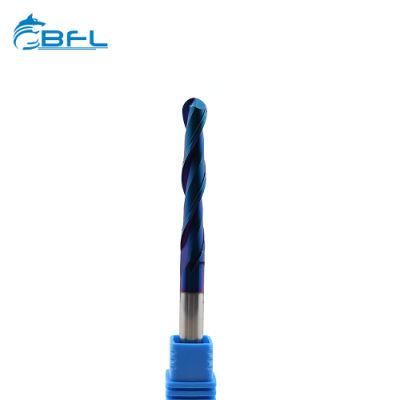 Tungsten Carbide 2 Flute Ballnose Blue Coating End Mill Ballnose Milling Cutter Bit with Blue Nano Coating