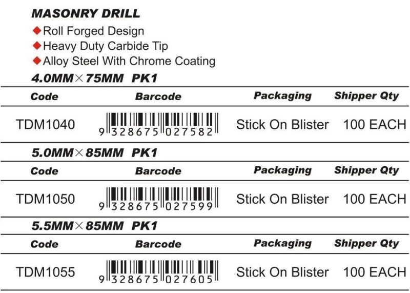 Hardware Tools Drill Bit Masonry Cp Accessories