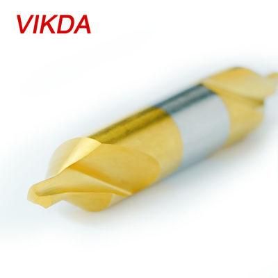 Vikda M35 Tin-Coated Type a Double Head Center Drill Bit