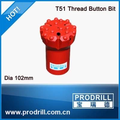 Top Hammer Thread T51-102mm/16buttons Regular Drill Bit