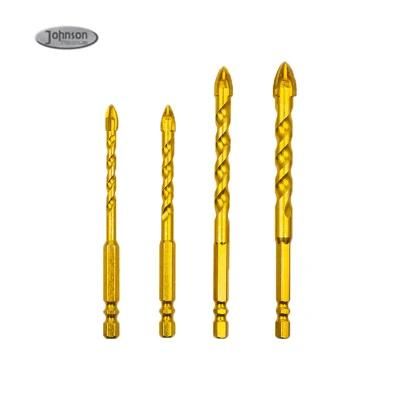 High Quality Cemented Carbide Cross Head Ceramic Glass Drill Bits with Hex Shank