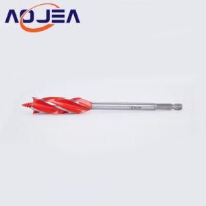 Four Flute Hex Shank Carbide Tip Wood Hole Saw Auger Drill Bits