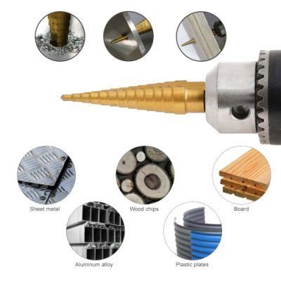 5 PCS Step Drill Bit Set with Automatic Center Punch&amp; Aluminum Case, High Speed Steel Titanium Cobalt Bits for Metal