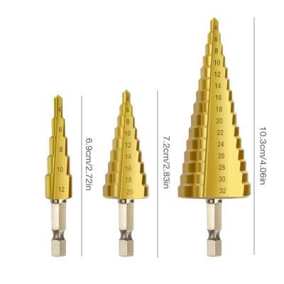 Step Drill Bits Set (4-12mm, 4-20mm and 4-32 mm) Cone Drill Bits for Sheet Metal
