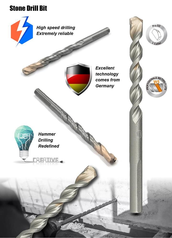 Pgm German Quality Tct Natural Stone Drill Bit Tri-Flat Shank for Various Stone Granite Marble Drilling