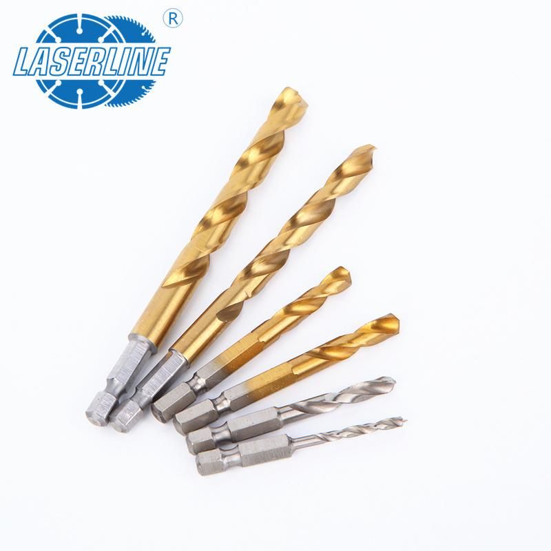 DIN338 HSS Complete Body Twist Drill Bit with Hex Handle Warhead Shank HSS Twist Drill Bit for Metal