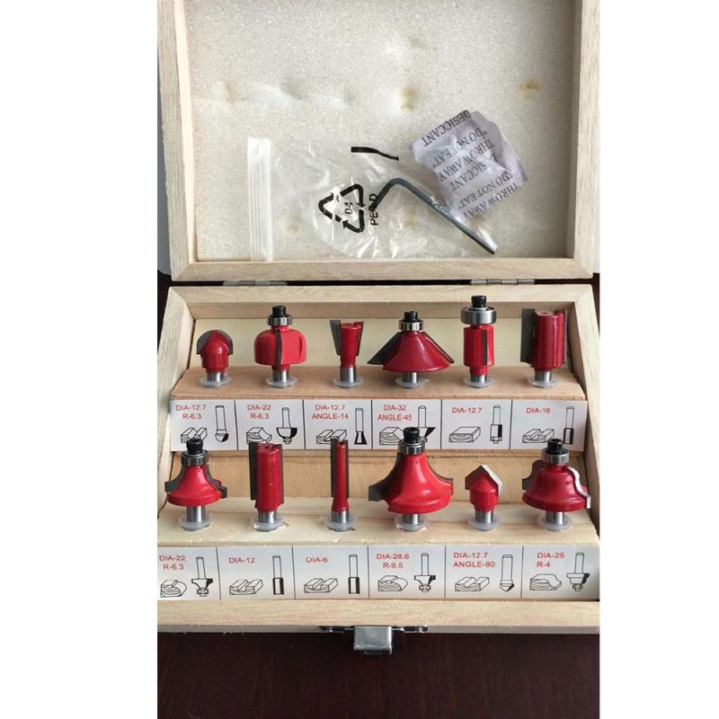 24PCS 1/4 Inch Tungsten Carbide Wood Router Bit Set for Woodworking