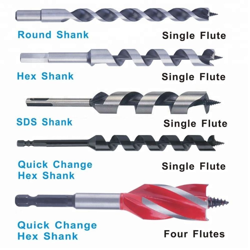 Hex Shank Single Flute Wood Auger Drill Bit Without Stem for Wood Drilling