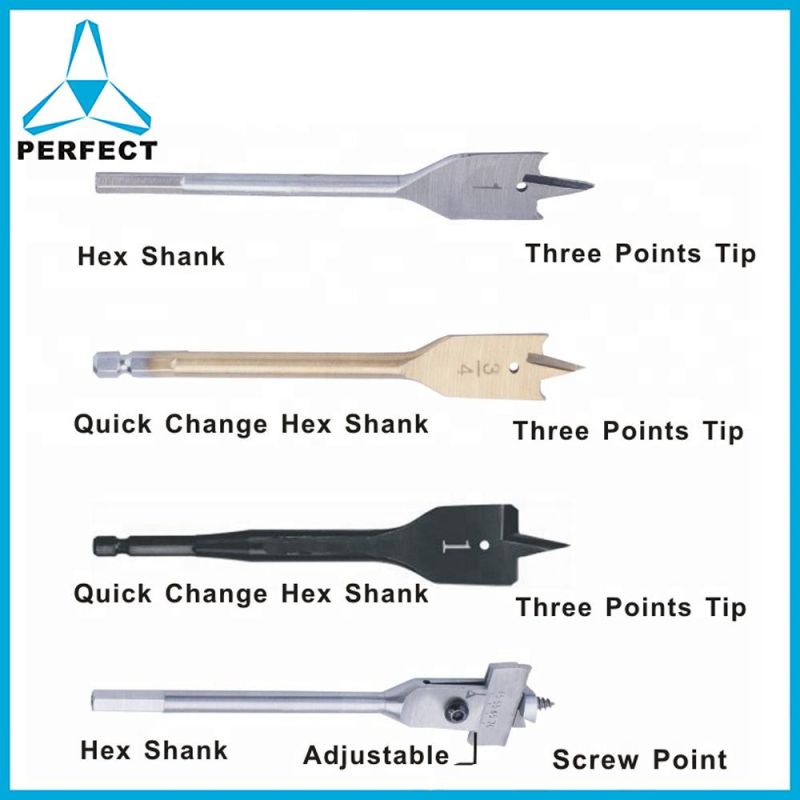 Hexagon Shank Tri-Point Paddle Boring Flat Wood Spade Drill Bit