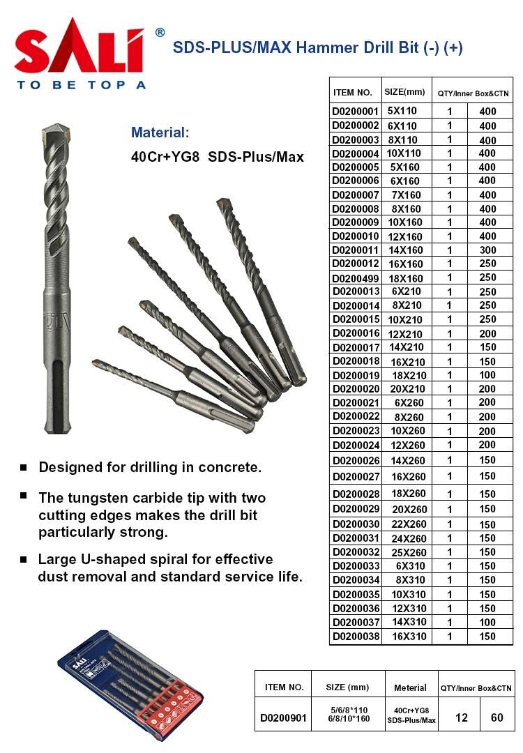 Sali Brand Good Quality SDS Max Drill Bits for Marble