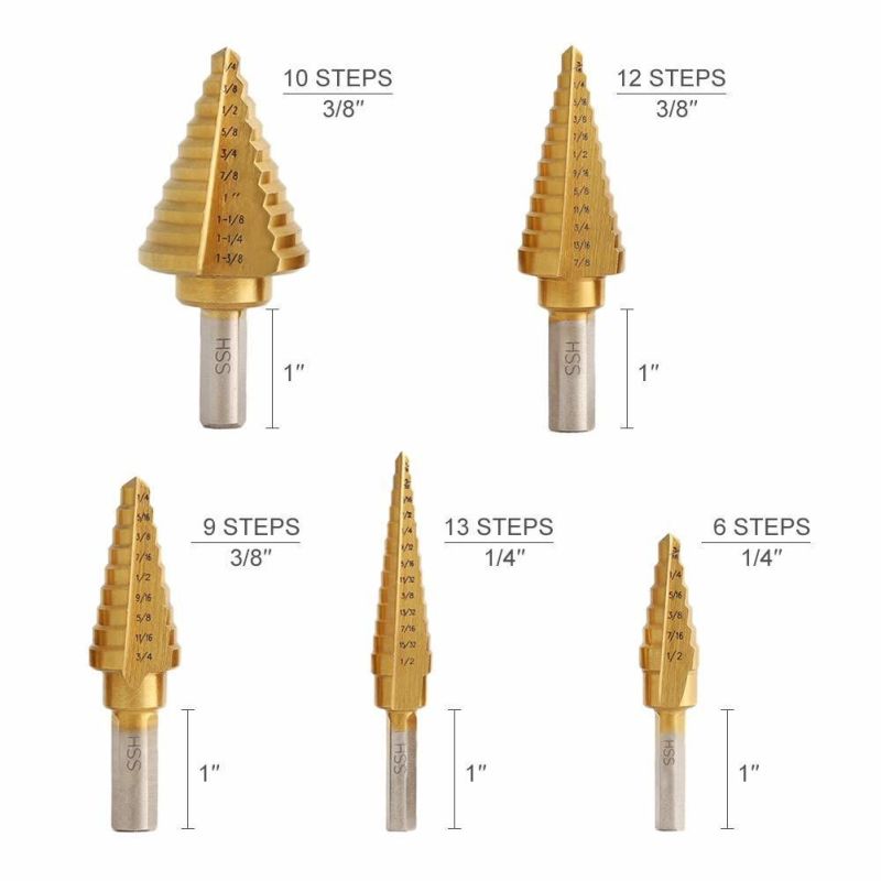 3PCS Step Drill Titanium Coated in Aluminium Case