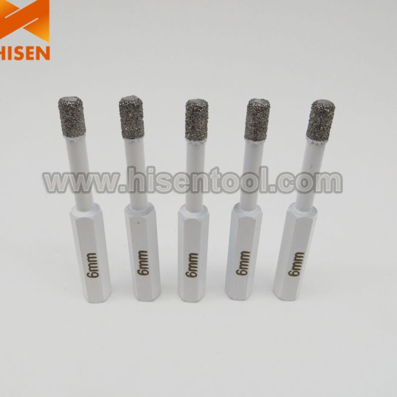 6mm Hexagon Vacuum Brazed Diamond Core Drill Bits for Porcelain Tile