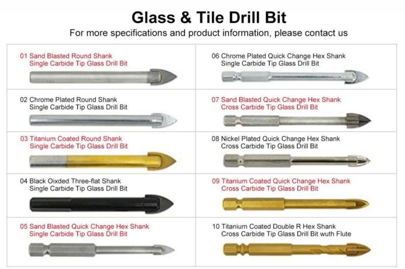 Straight Tip Black and White Glass Tile Drill Bits