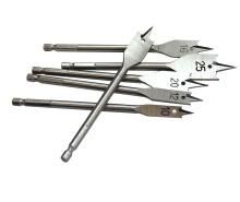 Black Oxide Quick Change Hex Shank Tri-Point Flat Wood Spade Drill Bit with Contoured Spurs for Wood