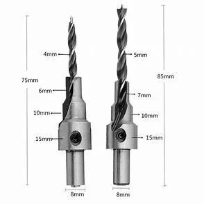 4PCS Round Shank 5 Flute Wood Countersink Drill Bit Set for Wood Screw