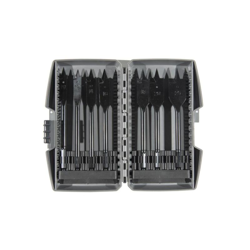 7PCS Plastic Box Black Finished Wood Flat Drill Bits Set