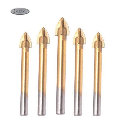 Wholesale Tungsten Carbide Cross Tile Glass Meta Hole Drill Bits with Round Shaft