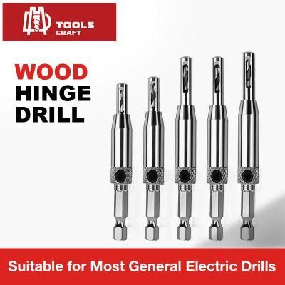 Hinge Drill Bits Set 5/64 7/64 9/64 11/64 5 13/64 1/4 Self Centering Hinge Twist Drill Bits Set with Screwdriver Bits