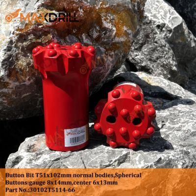 Maxdrill Thread Button Bit T51 Flat Face Mining Button Bit