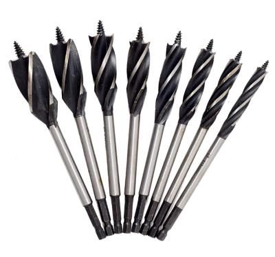 Woodworking Auger Drill Bit Sets, 8PCS High Carbon Steel Wood Boring Bits Long 4 Flute Cut Drilling Tool Wood Hole Cutter