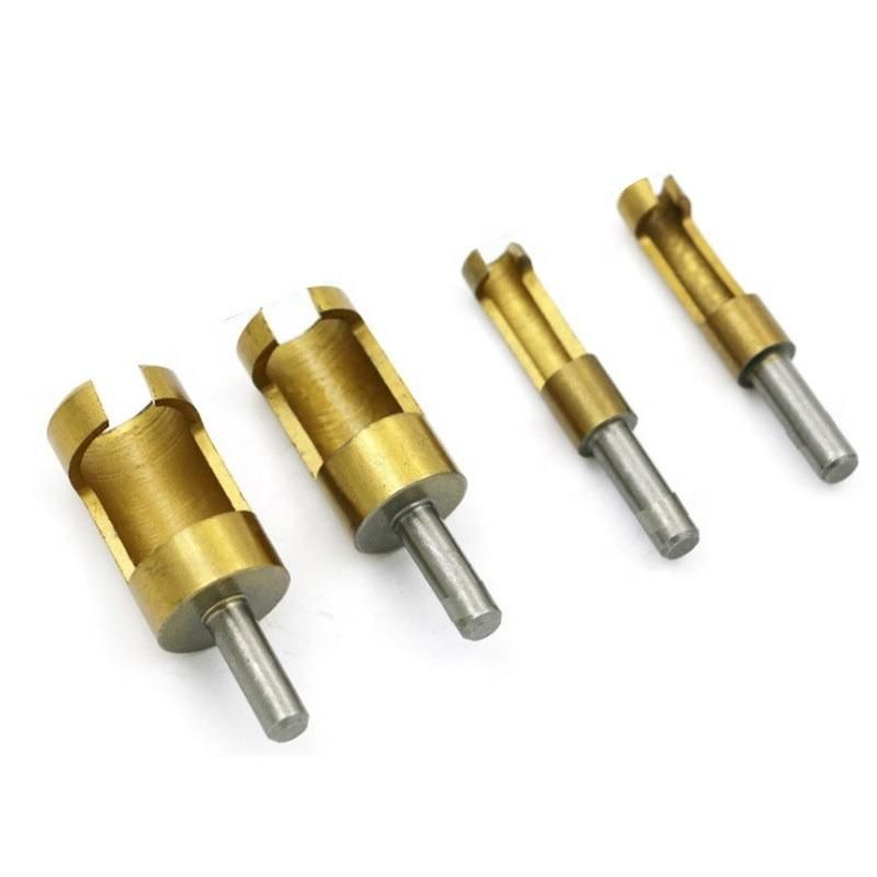 4PCS 6/10/13/16mm Titanium Nitridation Plating Round Shank Wood Plug Cutters Drill Bit