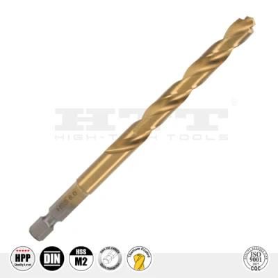 Extreme Impact HSS-Tin Metal Twist Drill Bit DIN6.35e Shank for Alloy Steel Iron Metal Drilling