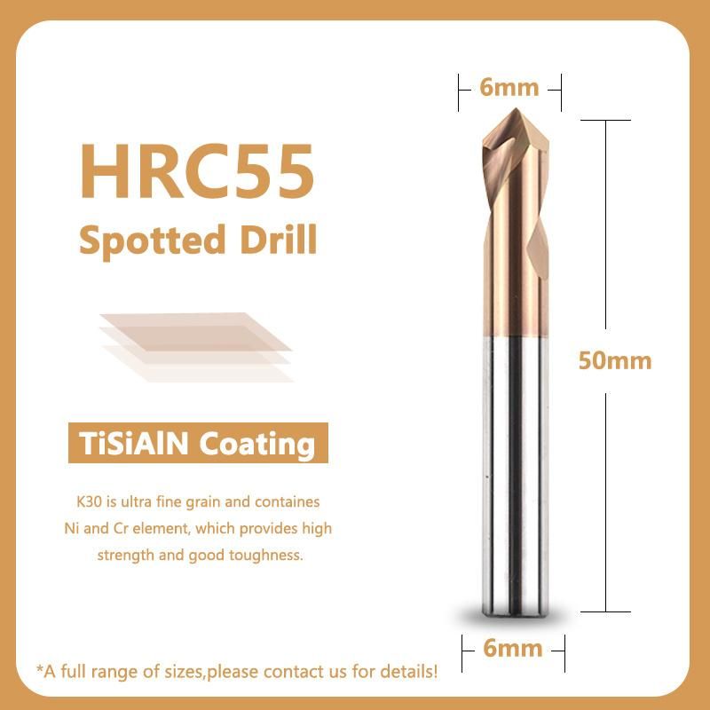 HRC55 90 Degree Carbide Coated Spotting Drills Solid Carbide Spotting Drill Bits for High Hardened Steels