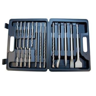 Goldmoon 17PCS Rotary Hammer Drill Bits Set &amp; Chisels- SDS Plus Concrete Masonry Hole Tool Drill Bit with Storage Case