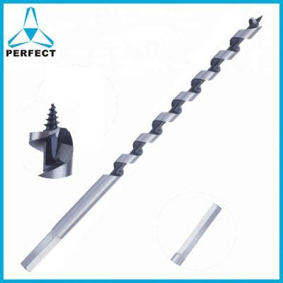 Quick Change Hex Shank Single Flute Long Wood Auger Drill Bit with Stem for Wood Drilling
