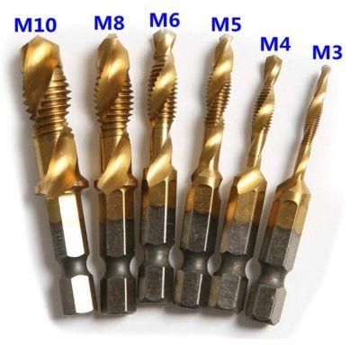 6 PCS High Speed Steel HSS 4241 1/4 Inch Hex Shank Screw Thread Metric Tap Drill Bit M3/4/5/6/8/10 Combination Drill and Tap Set