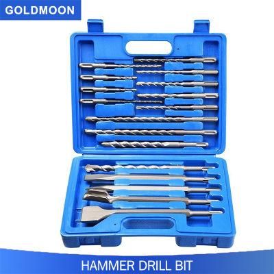 Goldmoon SDS-Plus Hammer Chisel Drill Bit Concrete Masonry Hole Tool Set