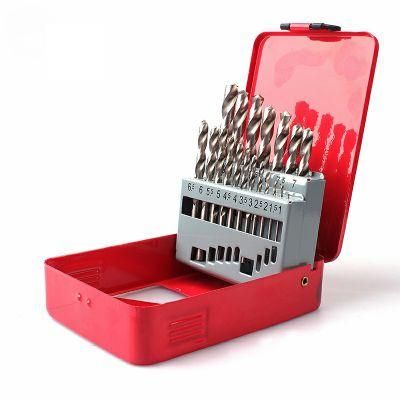 25PCS HSS Drills DIN338 Bright White HSS M2 HSS Twist Drill Bits Set with Metal Box (SED-DBS25-1)